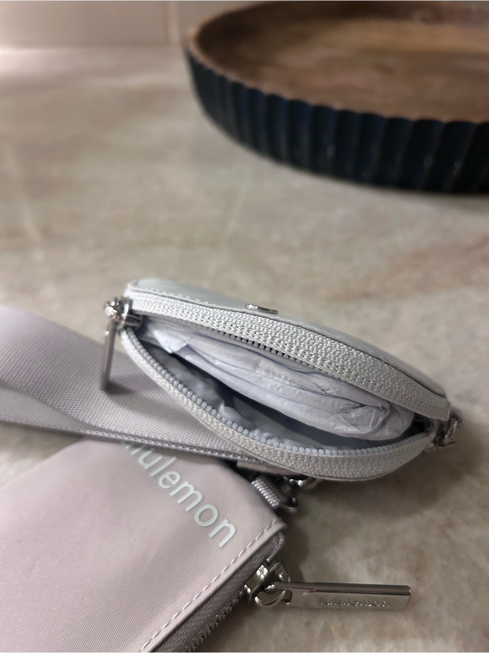 lululemon athletica Light Gray Mini Crossbody Coin Pouch with Strap